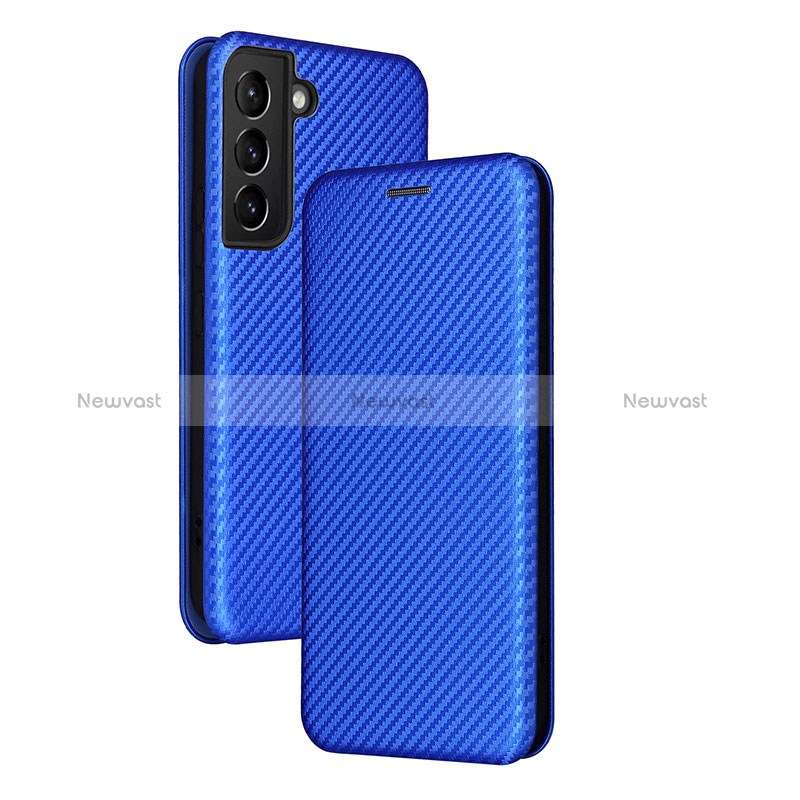 Leather Case Stands Flip Cover Holder L11Z for Samsung Galaxy S24 Plus 5G Blue