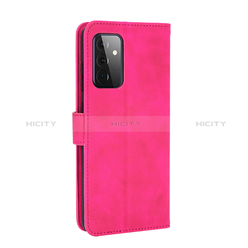 Leather Case Stands Flip Cover Holder L12Z for Samsung Galaxy A72 4G Hot Pink