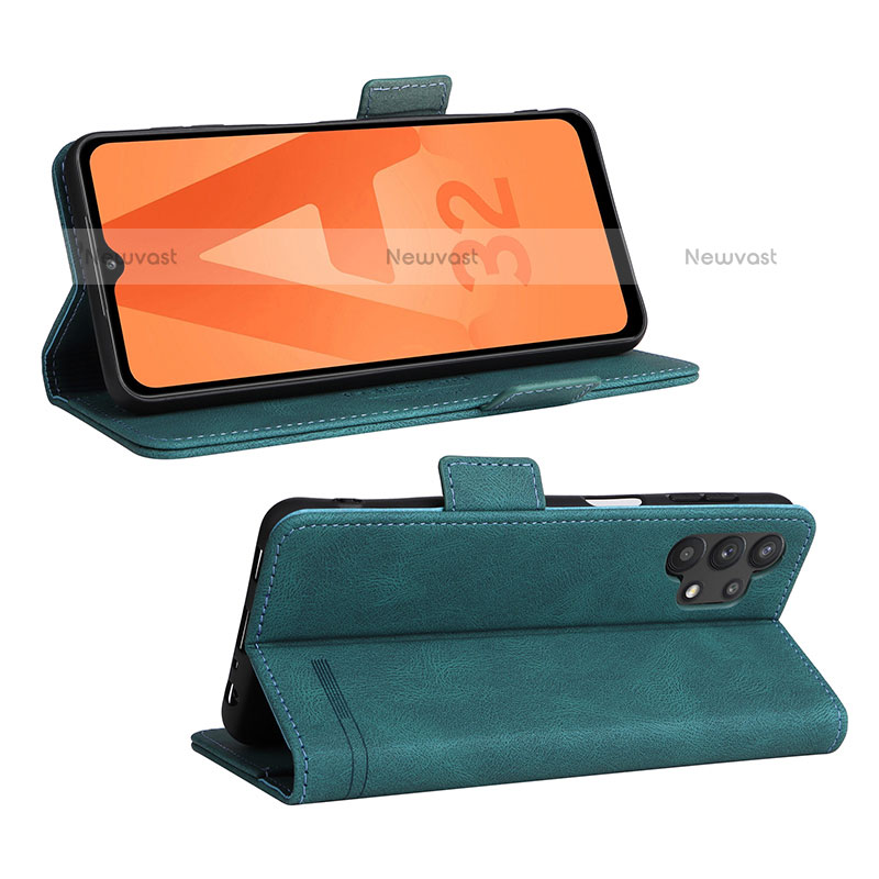 Leather Case Stands Flip Cover Holder L12Z for Samsung Galaxy M32 5G Green