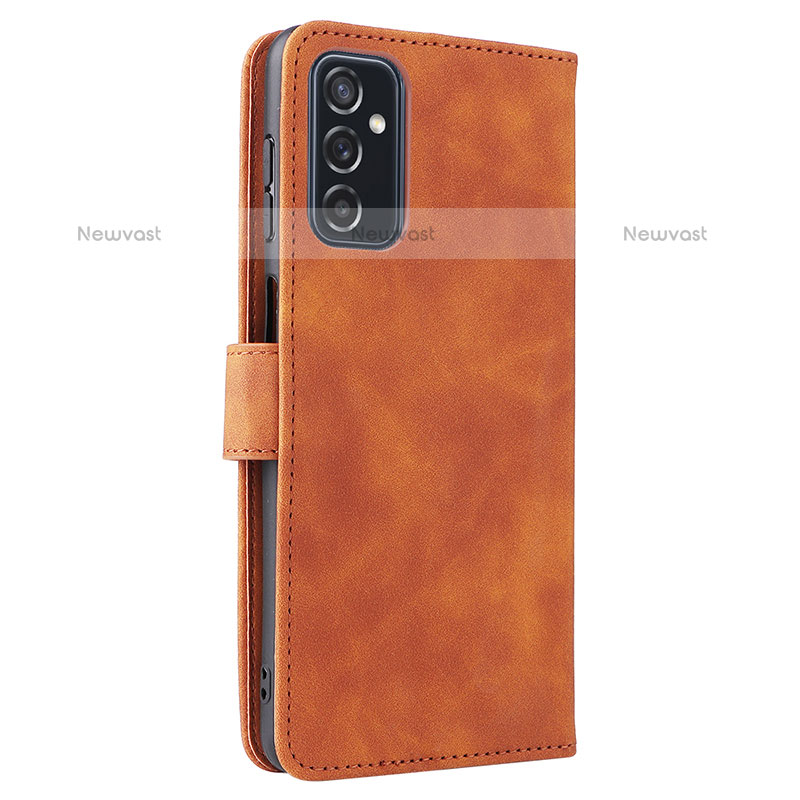 Leather Case Stands Flip Cover Holder L12Z for Samsung Galaxy M52 5G Brown