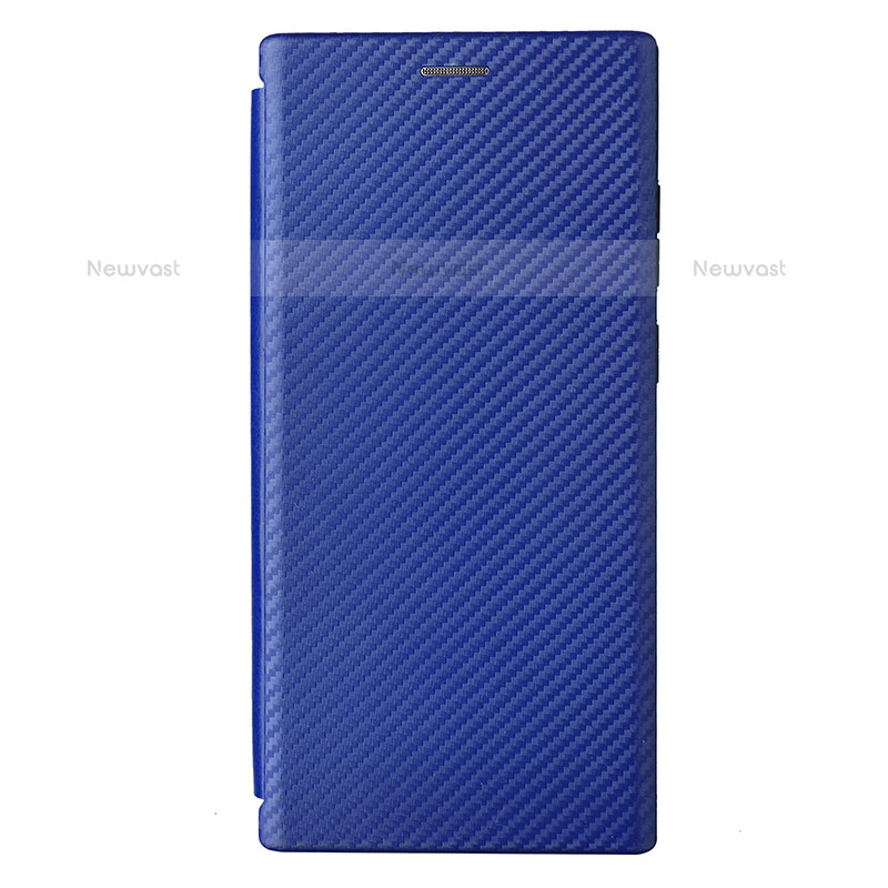 Leather Case Stands Flip Cover Holder L12Z for Samsung Galaxy S21 Ultra 5G Blue