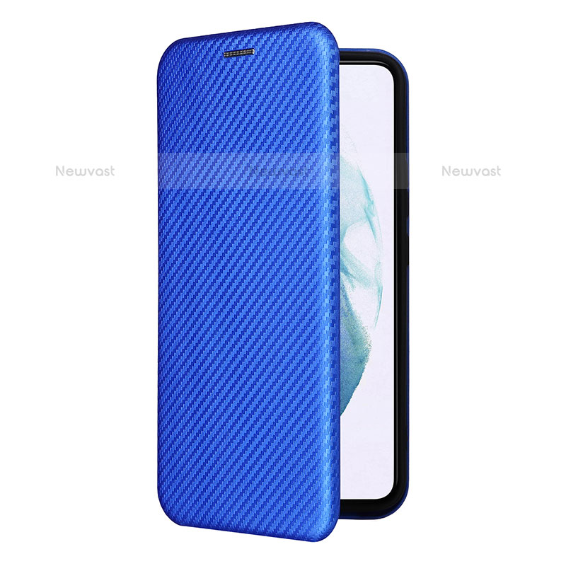 Leather Case Stands Flip Cover Holder L12Z for Samsung Galaxy S23 5G Blue