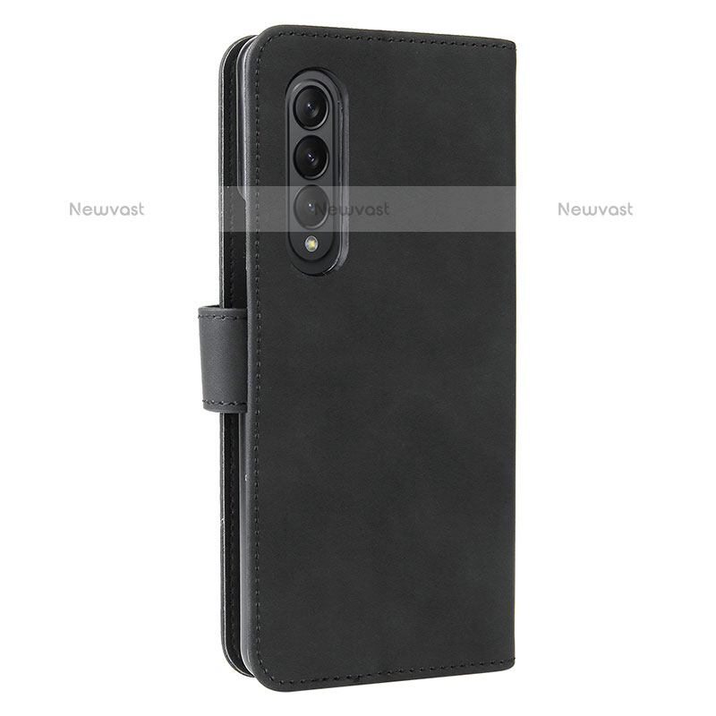 Leather Case Stands Flip Cover Holder L12Z for Samsung Galaxy Z Fold3 5G Black