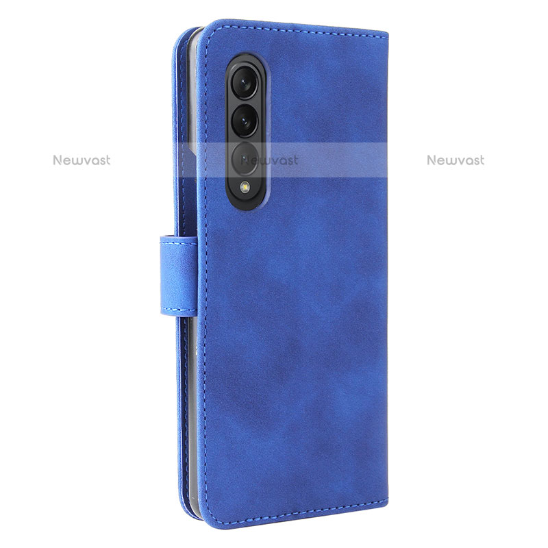 Leather Case Stands Flip Cover Holder L12Z for Samsung Galaxy Z Fold3 5G Blue