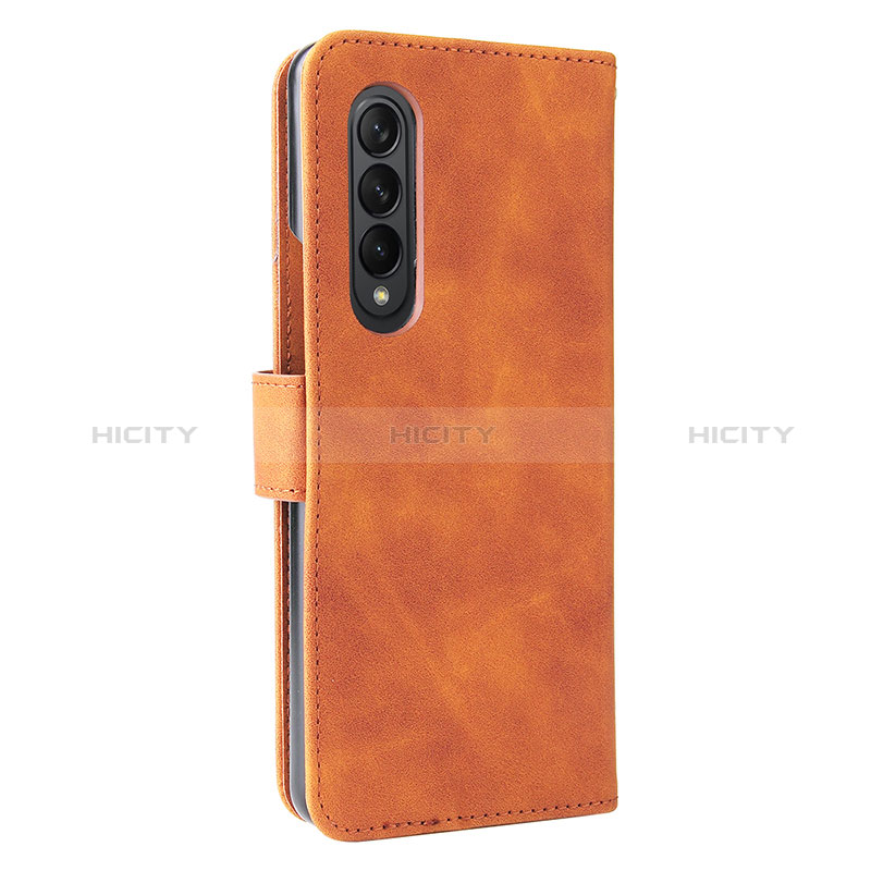 Leather Case Stands Flip Cover Holder L12Z for Samsung Galaxy Z Fold4 5G Brown