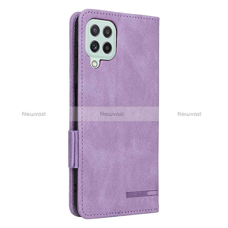 Leather Case Stands Flip Cover Holder L13Z for Samsung Galaxy A22 4G Purple