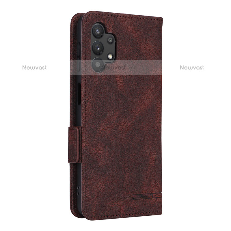 Leather Case Stands Flip Cover Holder L13Z for Samsung Galaxy M32 5G Brown