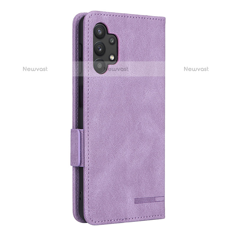 Leather Case Stands Flip Cover Holder L13Z for Samsung Galaxy M32 5G Purple