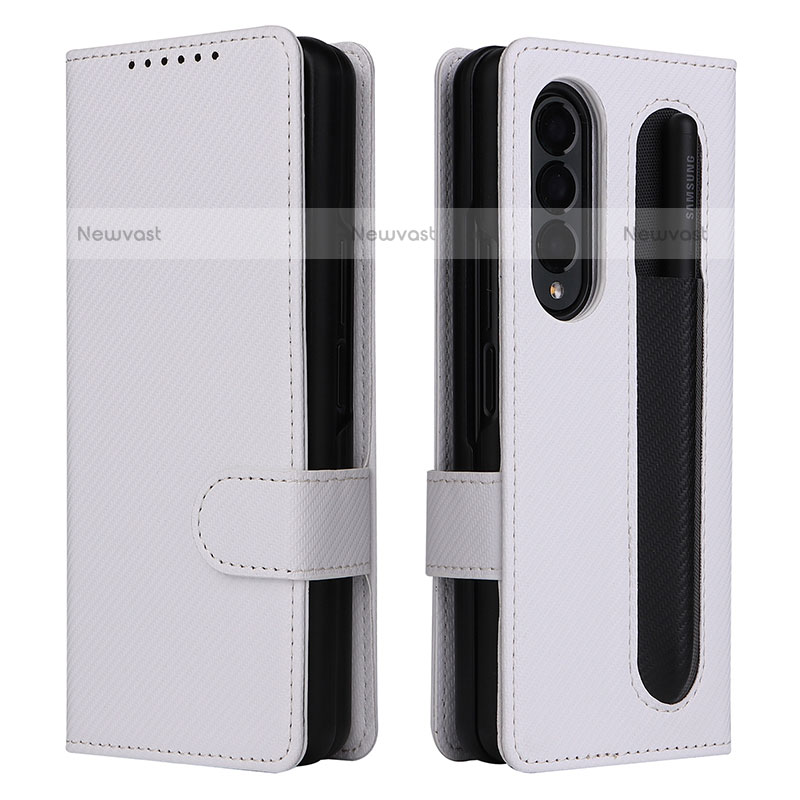 Leather Case Stands Flip Cover Holder L14Z for Samsung Galaxy Z Fold3 5G White