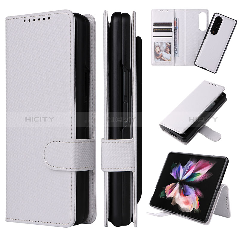 Leather Case Stands Flip Cover Holder L17Z for Samsung Galaxy Z Fold4 5G White