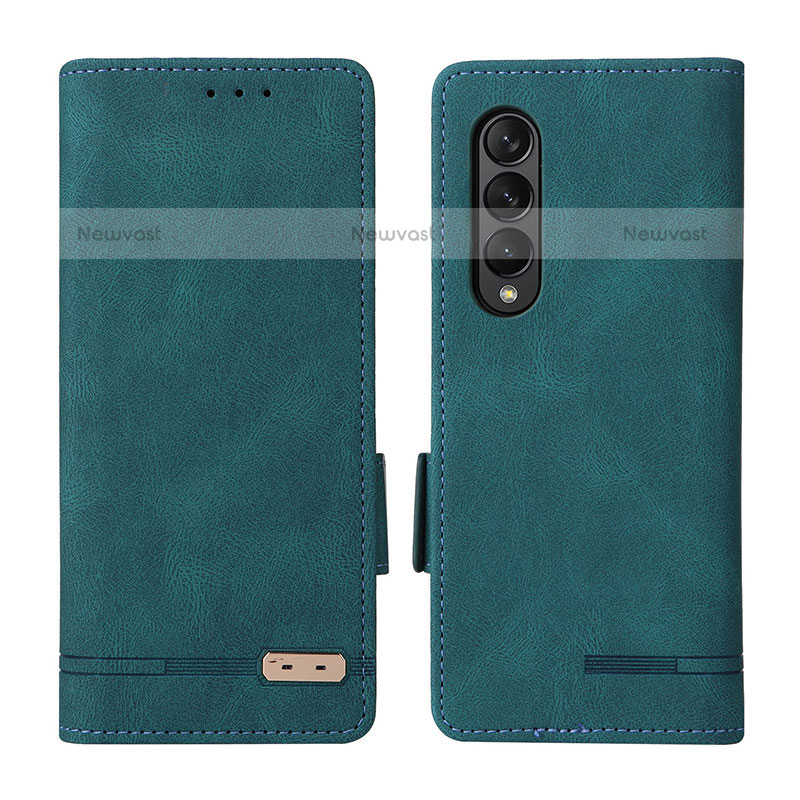 Leather Case Stands Flip Cover Holder L18Z for Samsung Galaxy Z Fold3 5G Green