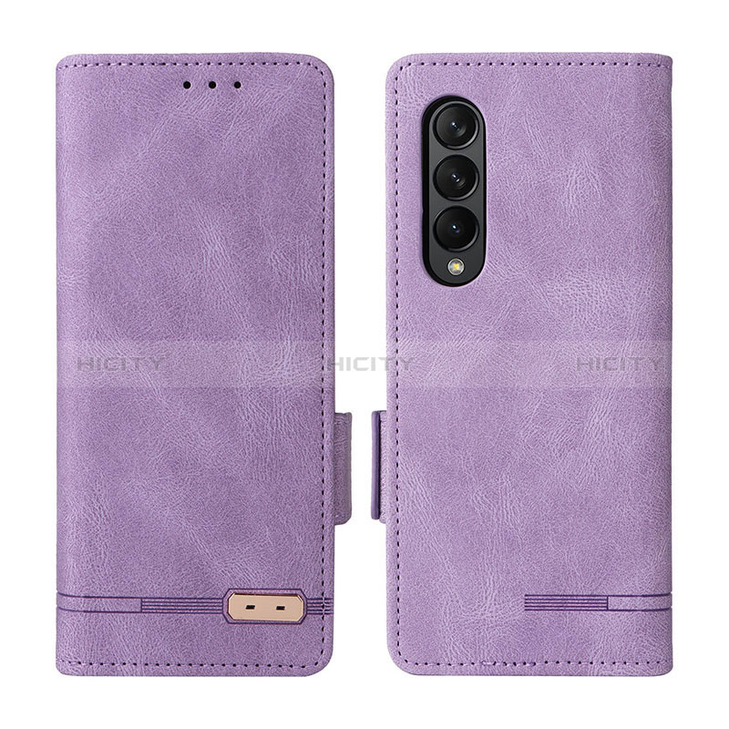 Leather Case Stands Flip Cover Holder L18Z for Samsung Galaxy Z Fold4 5G Clove Purple