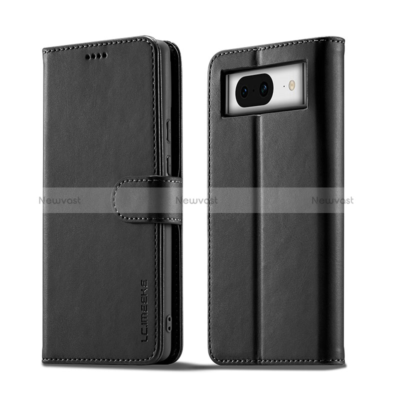 Leather Case Stands Flip Cover Holder LC1 for Google Pixel 7a 5G Black