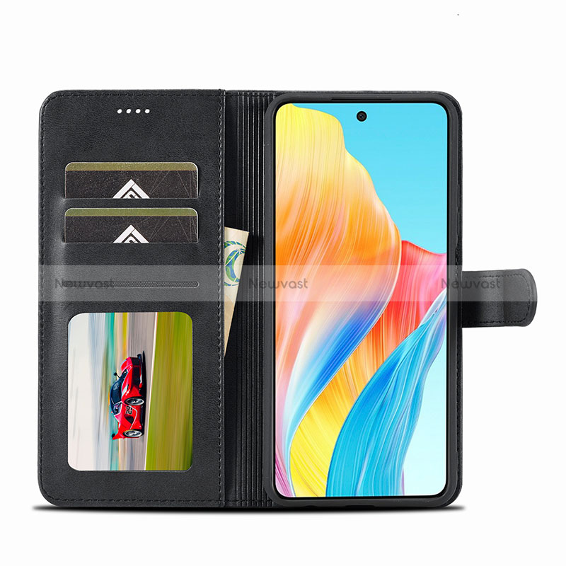 Leather Case Stands Flip Cover Holder LC1 for Oppo A58 4G