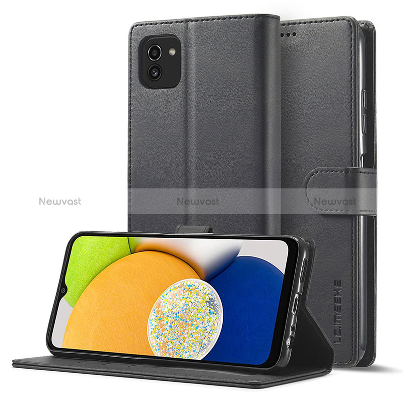 Leather Case Stands Flip Cover Holder LC1 for Samsung Galaxy A03