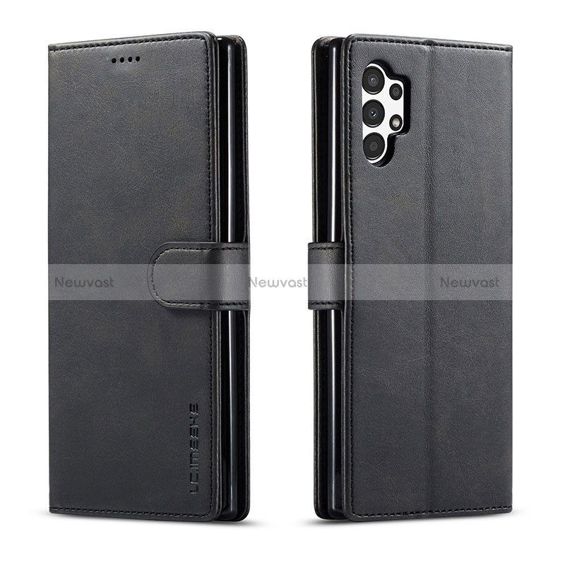 Leather Case Stands Flip Cover Holder LC1 for Samsung Galaxy A13 4G Black