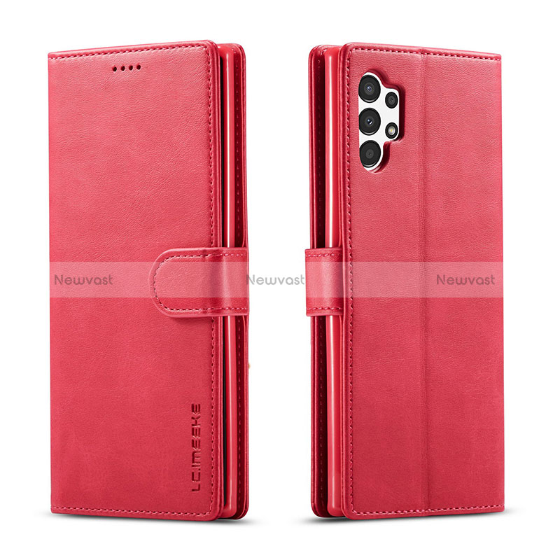 Leather Case Stands Flip Cover Holder LC1 for Samsung Galaxy A13 4G Hot Pink