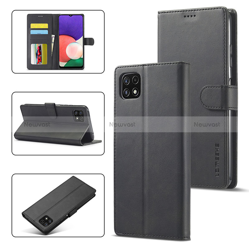 Leather Case Stands Flip Cover Holder LC1 for Samsung Galaxy A22 5G