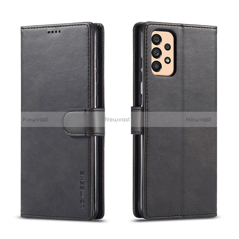 Leather Case Stands Flip Cover Holder LC1 for Samsung Galaxy A33 5G Black