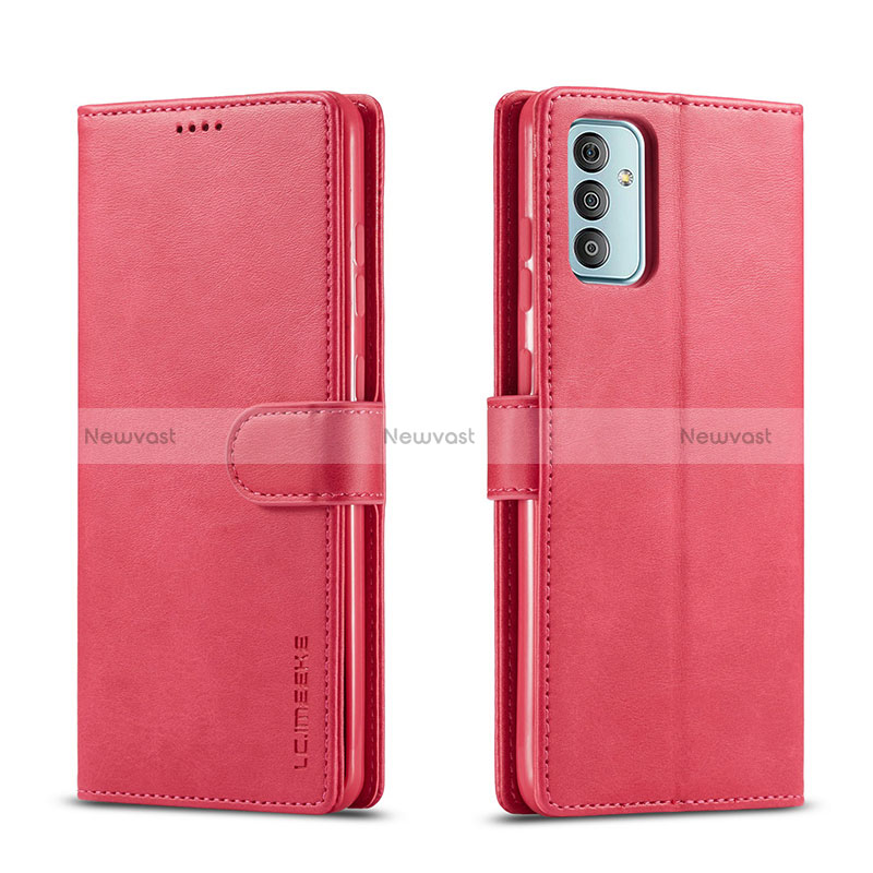 Leather Case Stands Flip Cover Holder LC1 for Samsung Galaxy M23 5G Hot Pink