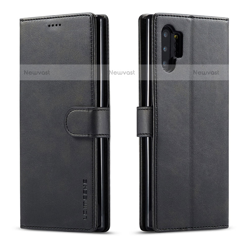 Leather Case Stands Flip Cover Holder LC1 for Samsung Galaxy M32 5G Black