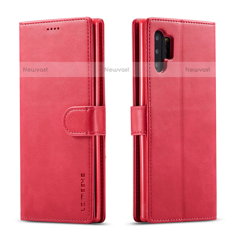 Leather Case Stands Flip Cover Holder LC1 for Samsung Galaxy M32 5G Hot Pink