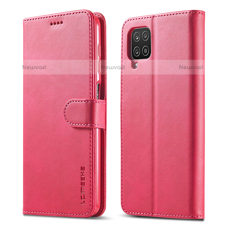 Leather Case Stands Flip Cover Holder LC1 for Samsung Galaxy M33 5G Hot Pink