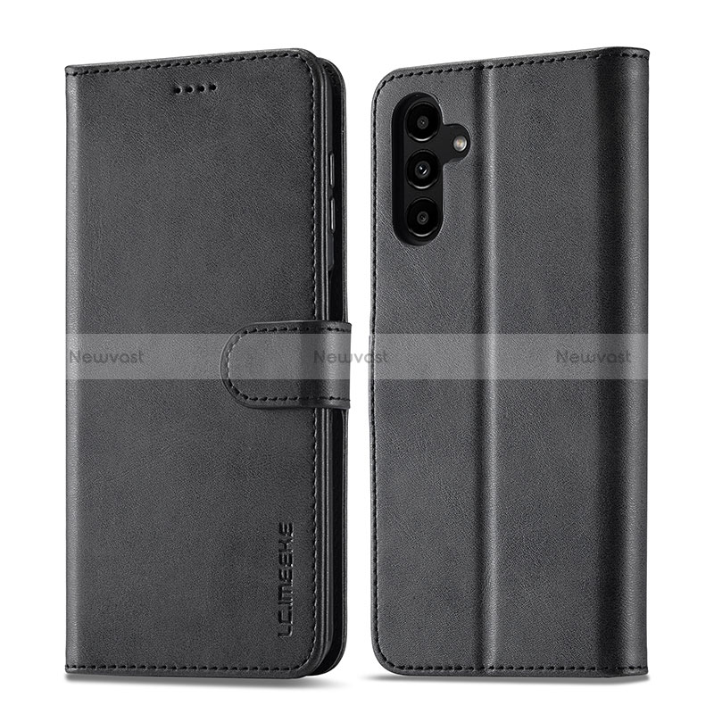 Leather Case Stands Flip Cover Holder LC1 for Samsung Galaxy M44 5G Black