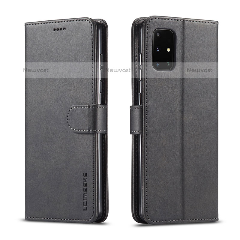 Leather Case Stands Flip Cover Holder LC1 for Samsung Galaxy M51 Black