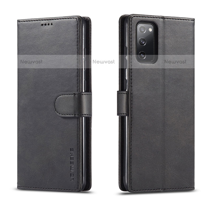 Leather Case Stands Flip Cover Holder LC1 for Samsung Galaxy M52 5G Black