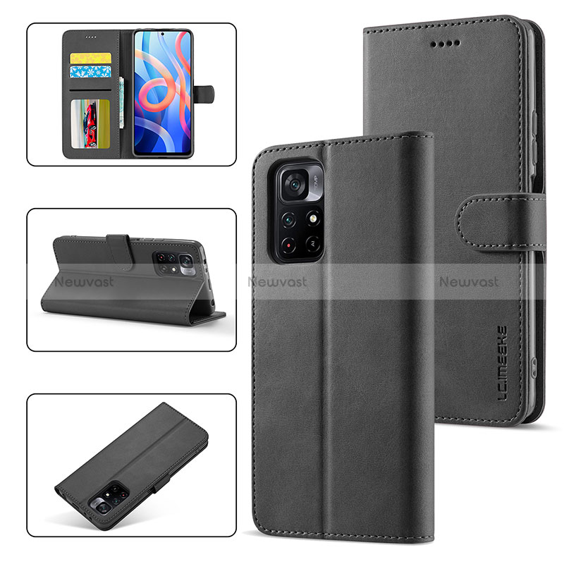 Leather Case Stands Flip Cover Holder LC1 for Xiaomi Poco M4 Pro 5G