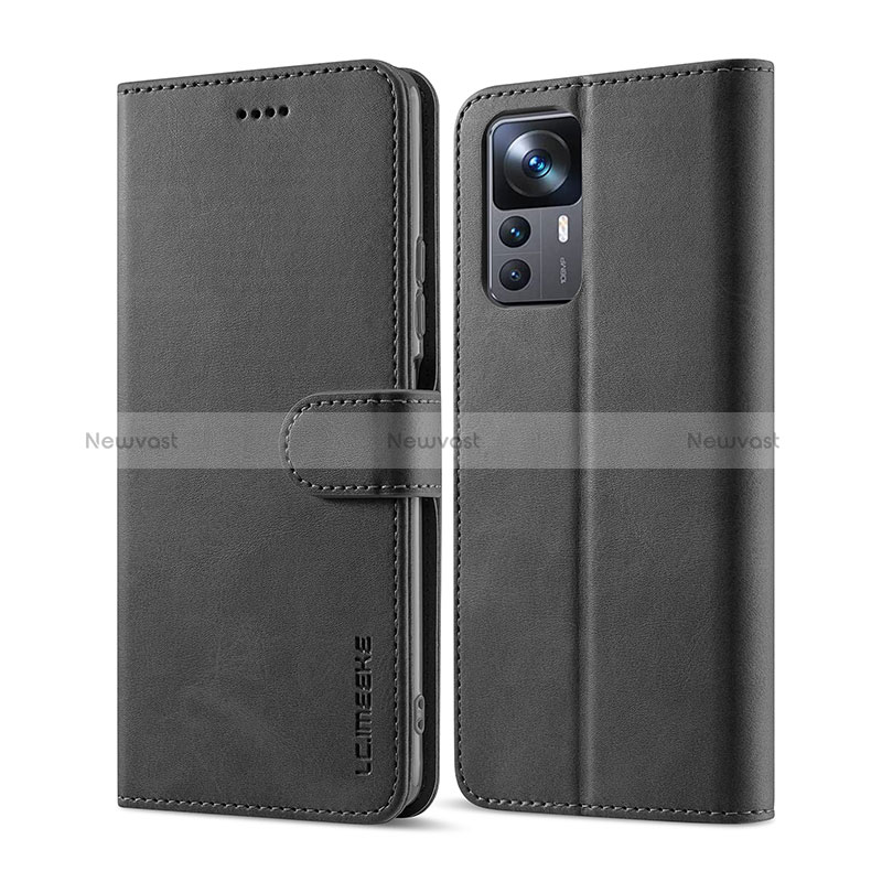 Leather Case Stands Flip Cover Holder LC1 for Xiaomi Redmi K50 Ultra 5G Black