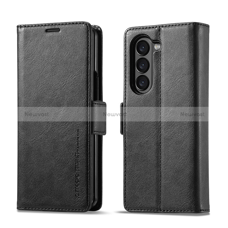 Leather Case Stands Flip Cover Holder LC2 for Samsung Galaxy Z Fold5 5G Black