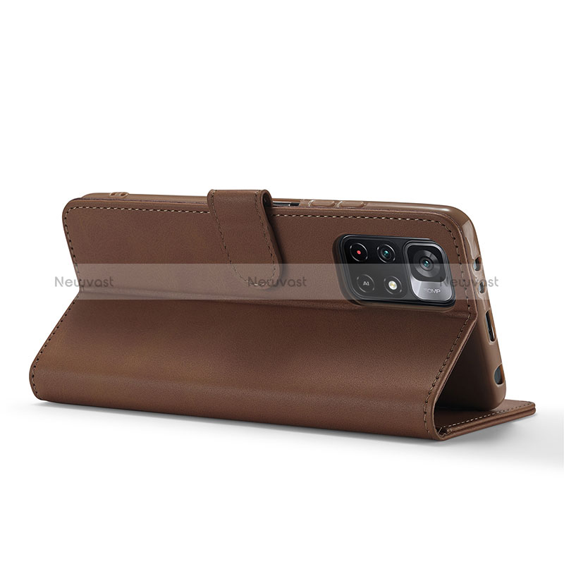 Leather Case Stands Flip Cover Holder LC2 for Xiaomi Redmi Note 11 5G