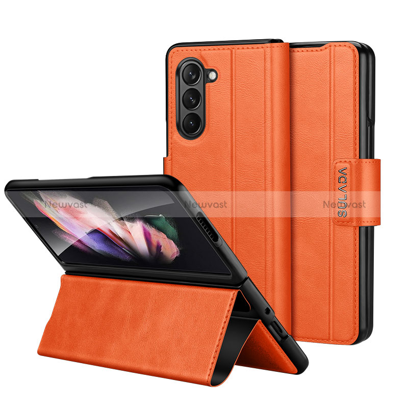 Leather Case Stands Flip Cover Holder LD1 for Samsung Galaxy Z Fold5 5G