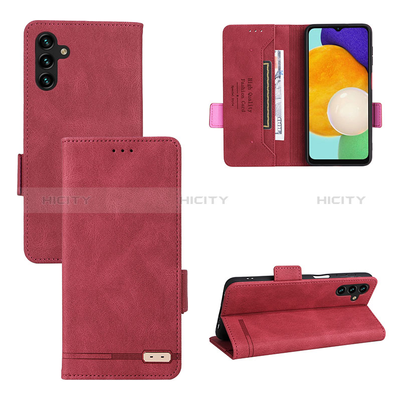 Leather Case Stands Flip Cover Holder LZ3 for Samsung Galaxy A04s Red