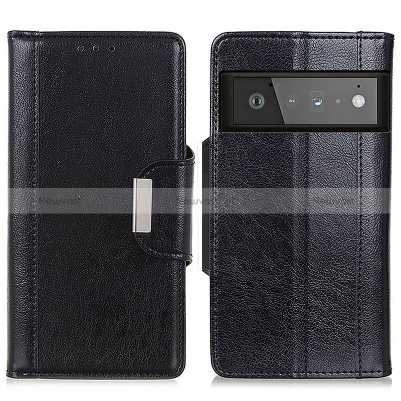 Leather Case Stands Flip Cover Holder M01L for Google Pixel 6 Pro 5G Black
