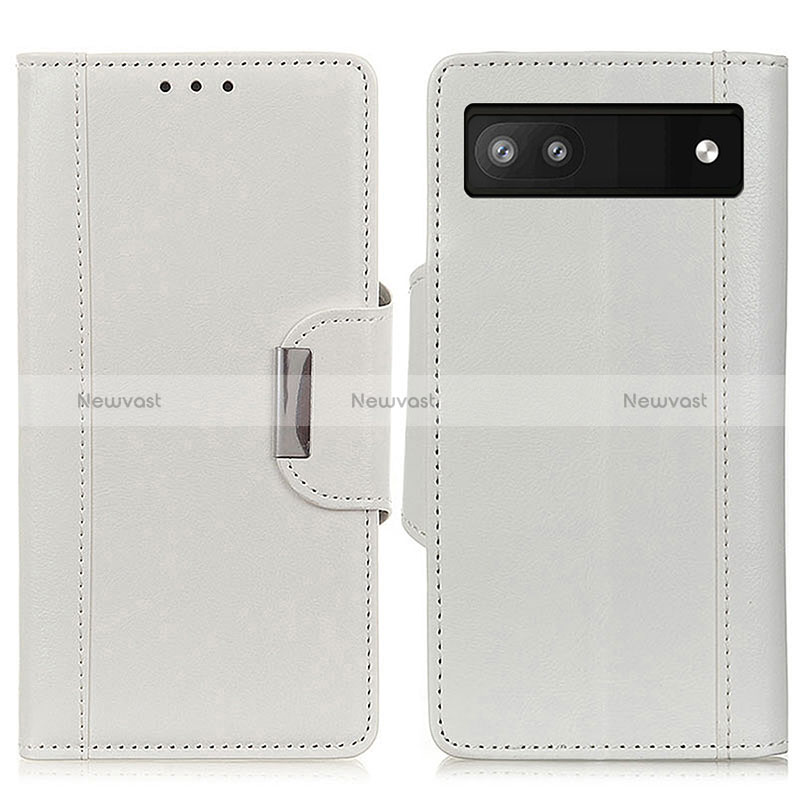 Leather Case Stands Flip Cover Holder M01L for Google Pixel 6a 5G White