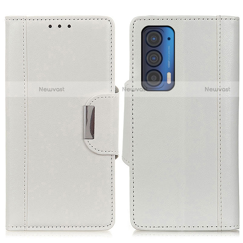 Leather Case Stands Flip Cover Holder M01L for Motorola Moto Edge (2021) 5G White