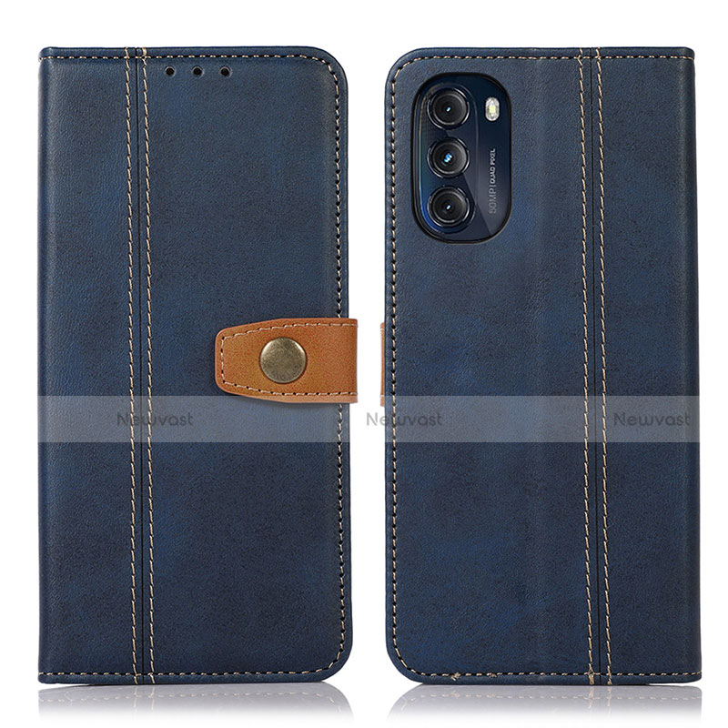 Leather Case Stands Flip Cover Holder M01L for Motorola Moto G 5G (2022) Blue