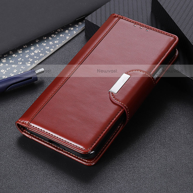 Leather Case Stands Flip Cover Holder M01L for Motorola Moto G Power (2022) Brown