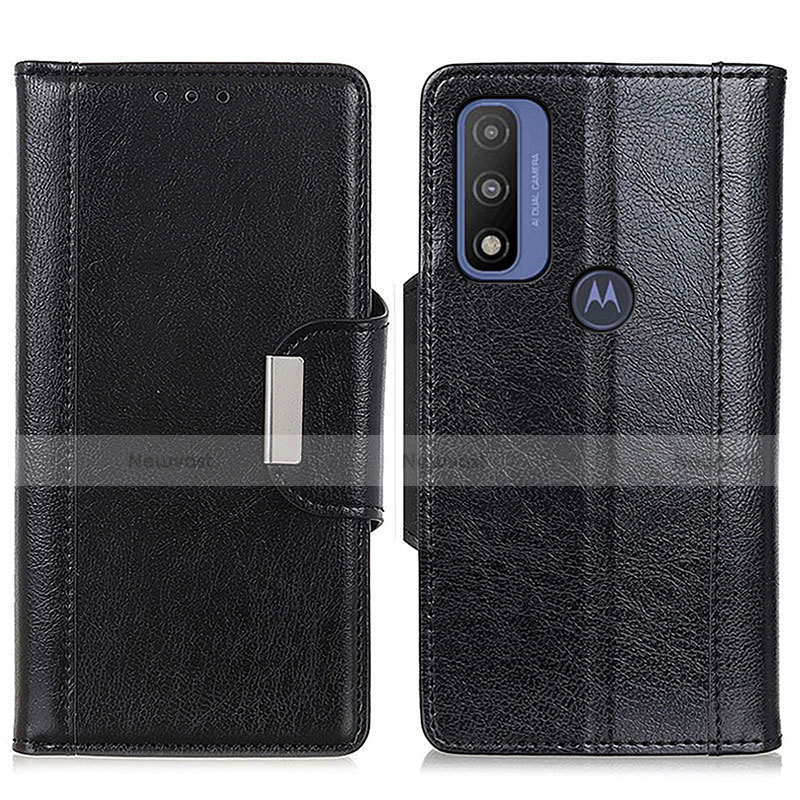Leather Case Stands Flip Cover Holder M01L for Motorola Moto G Pure Black