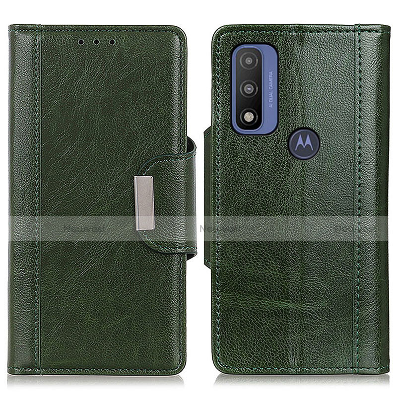 Leather Case Stands Flip Cover Holder M01L for Motorola Moto G Pure Green