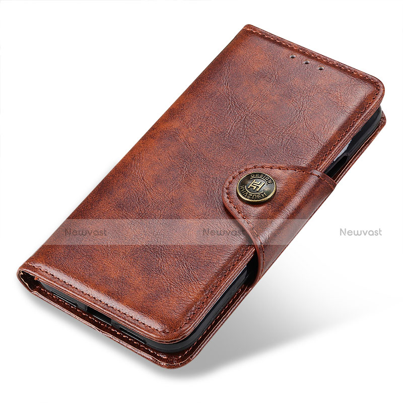 Leather Case Stands Flip Cover Holder M01L for Motorola Moto G Stylus (2022) 5G Light Brown