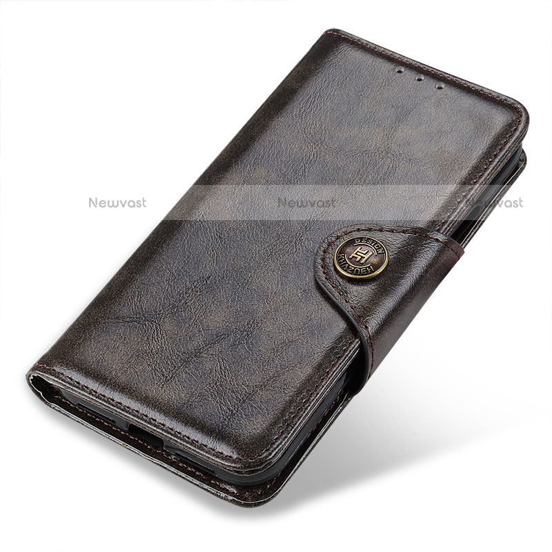 Leather Case Stands Flip Cover Holder M01L for Motorola Moto G51 5G Bronze