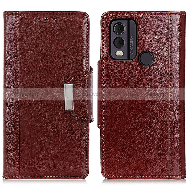 Leather Case Stands Flip Cover Holder M01L for Nokia C22 Brown