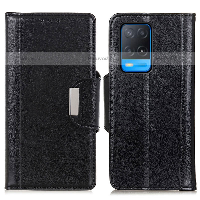 Leather Case Stands Flip Cover Holder M01L for Oppo A54 4G Black