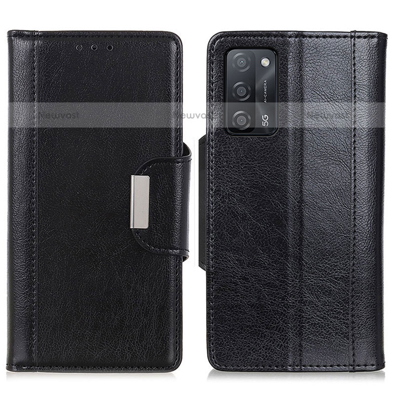 Leather Case Stands Flip Cover Holder M01L for Oppo A55 5G Black