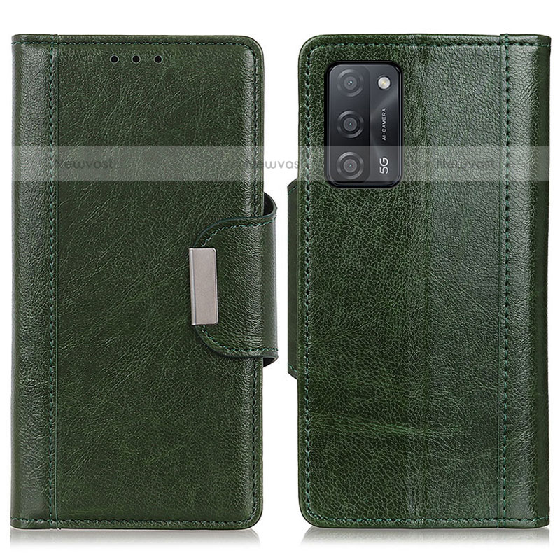 Leather Case Stands Flip Cover Holder M01L for Oppo A55 5G Green