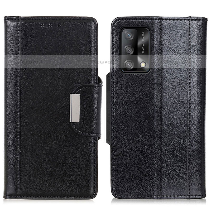 Leather Case Stands Flip Cover Holder M01L for Oppo A74 4G Black